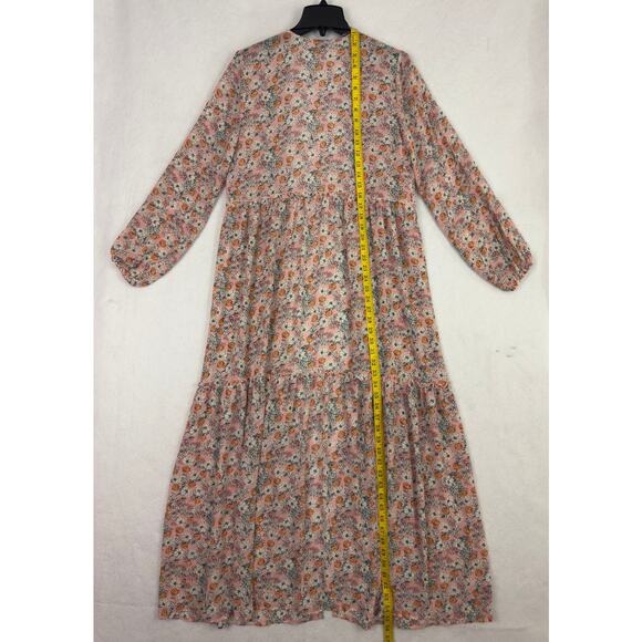 Wild Fable Pink Floral Maxi Kimono Duster Long Sleeve Boho XS/S - Picture 5 of 8